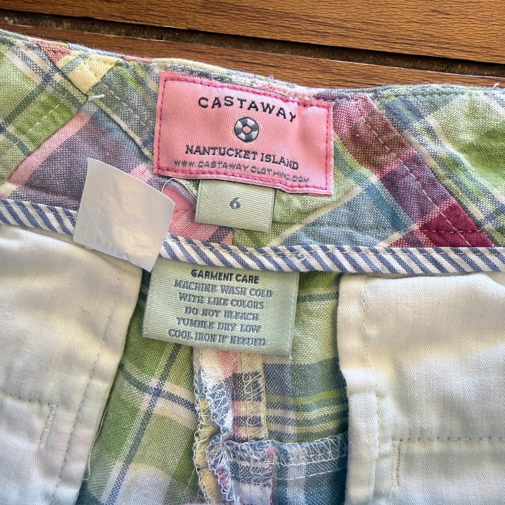 Castaway Nantucket Island Womens Patchwork Plaid Shorts Pastel Size 6 - Picture 2 of 5